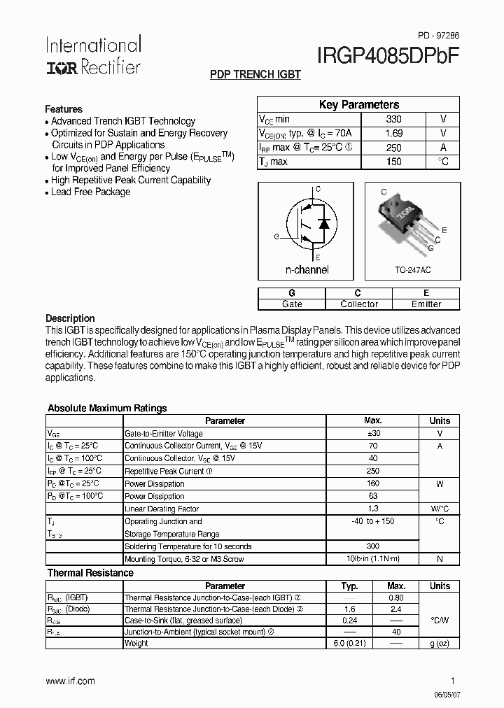 IRGP4085DPBF_1256478.PDF Datasheet