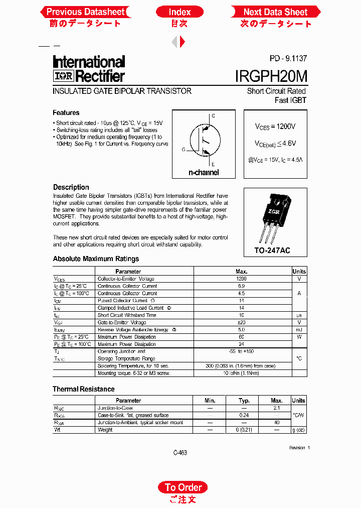 IRGPH20M_1256513.PDF Datasheet