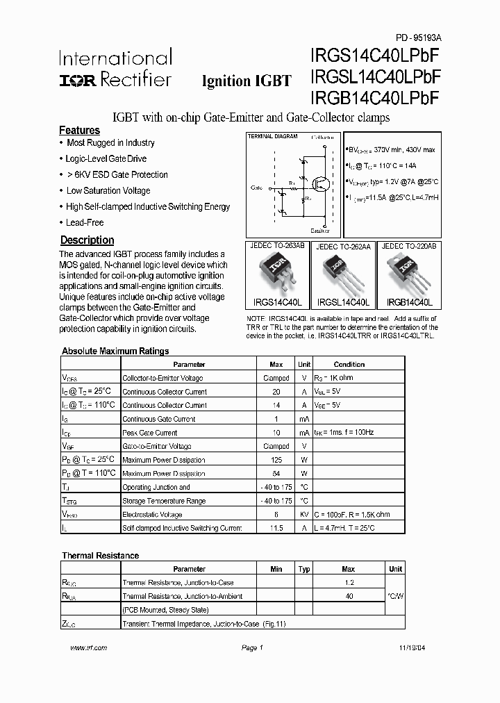 IRGSL14C40LPBF_788809.PDF Datasheet