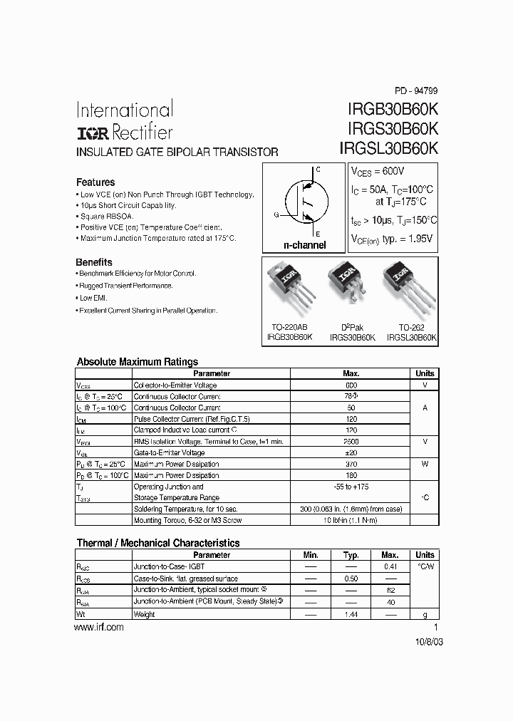 IRGS30B60_788830.PDF Datasheet