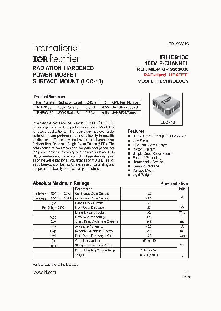 IRHE93130_1256550.PDF Datasheet