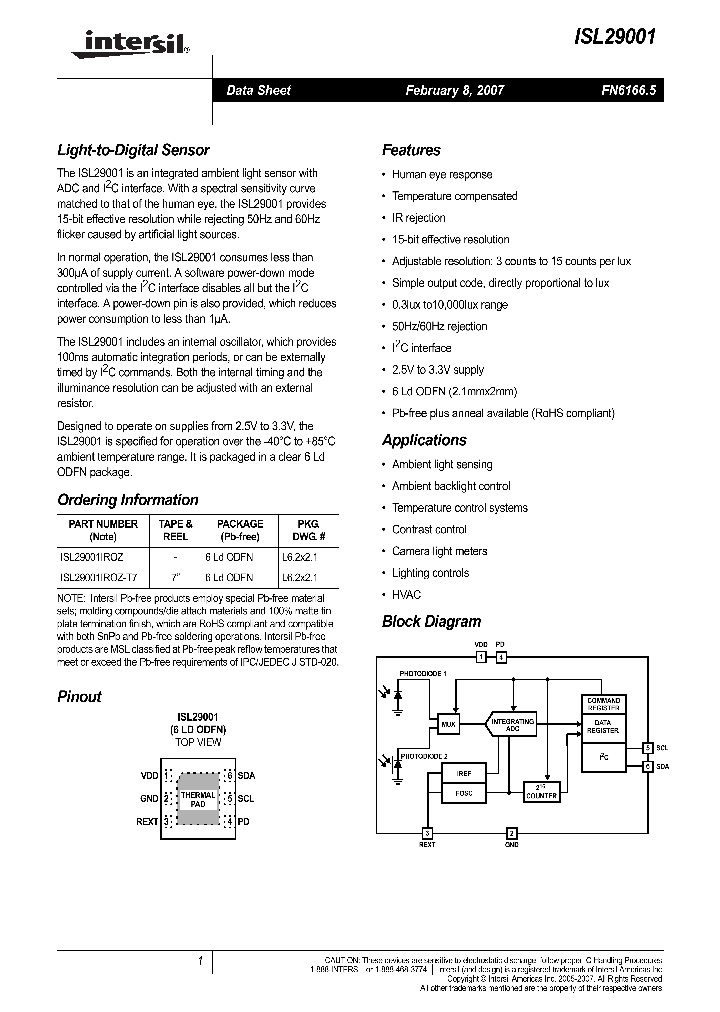 ISL29001IROZ-T7_709707.PDF Datasheet