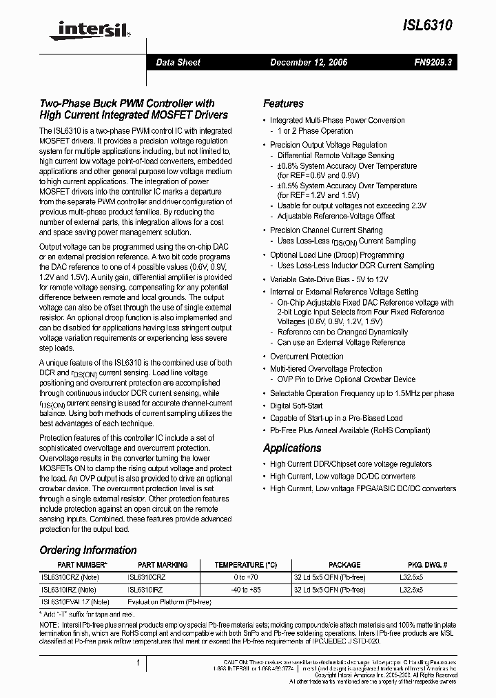 ISL6310EVAL1Z_631640.PDF Datasheet
