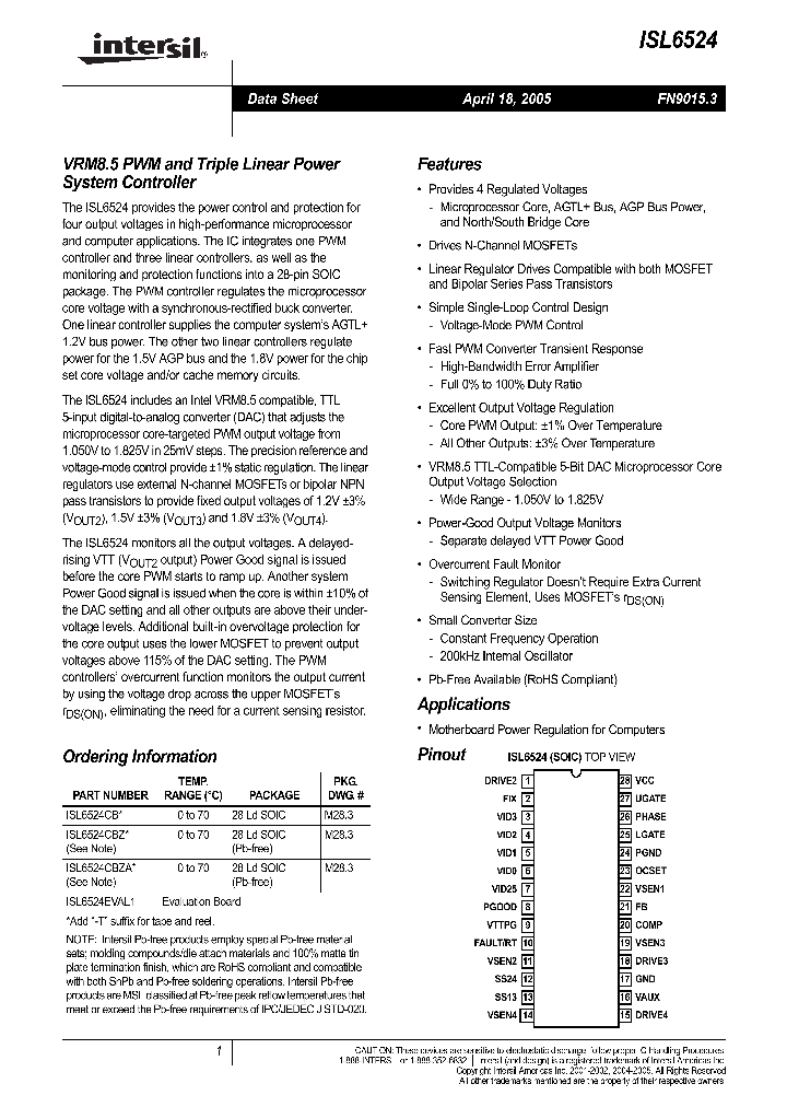 ISL6524_961166.PDF Datasheet
