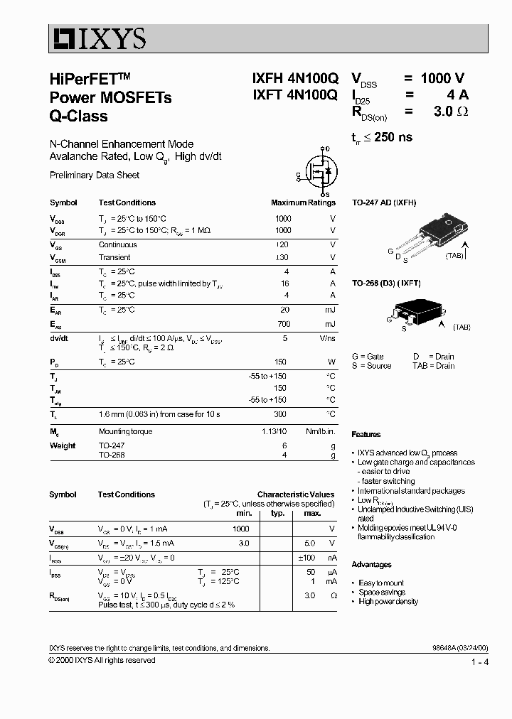 IXFH4N100_799362.PDF Datasheet