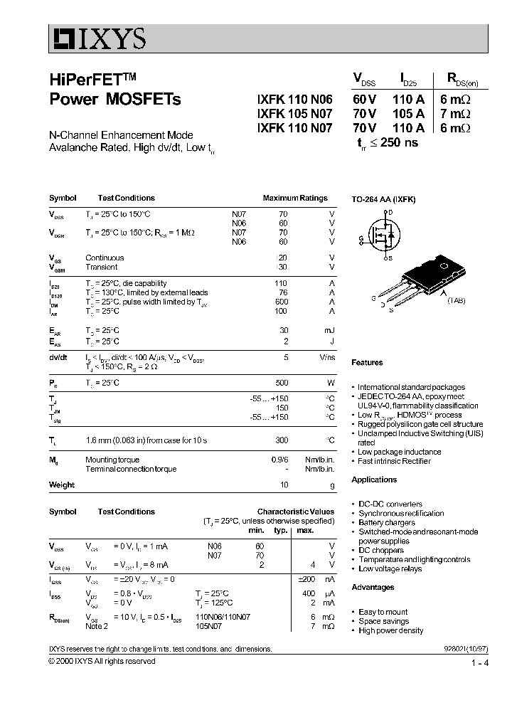 IXFK110N07_1257984.PDF Datasheet