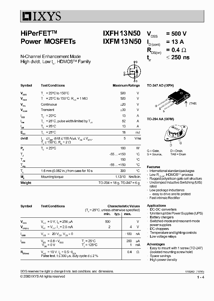 IXFM13N50_1257993.PDF Datasheet
