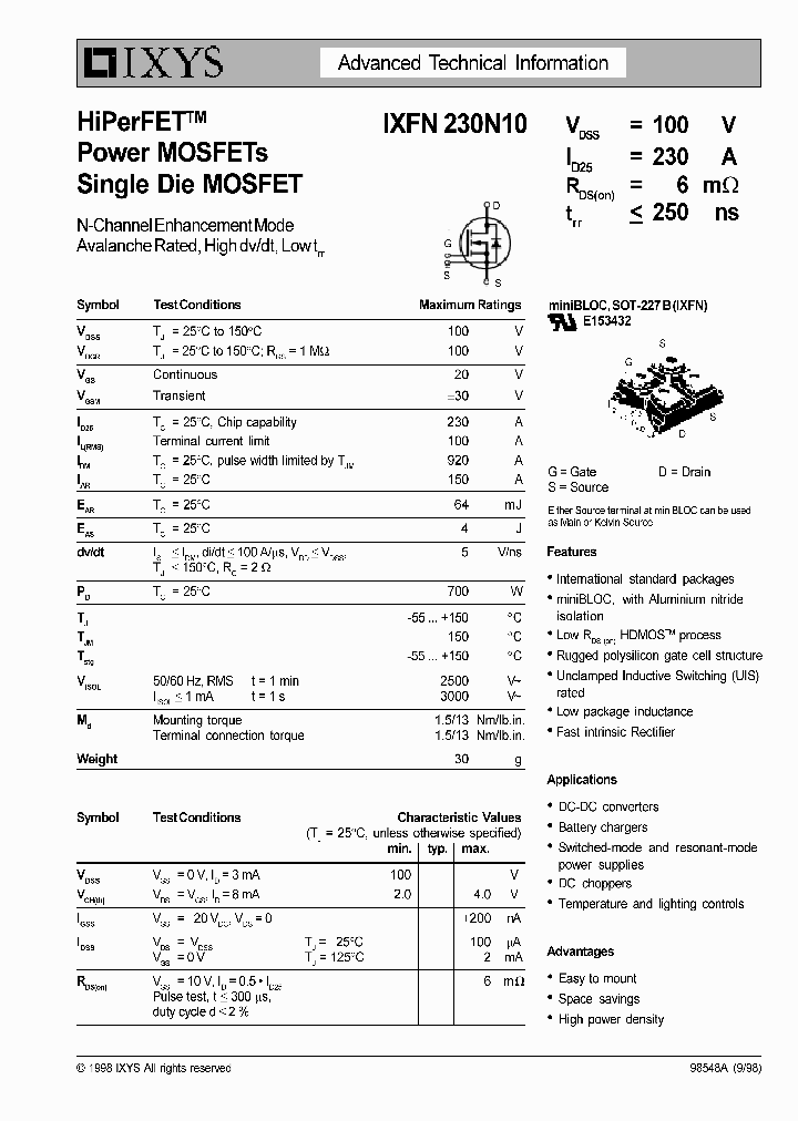 IXFN230N10_1258011.PDF Datasheet