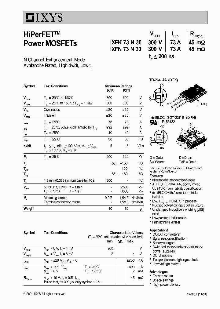 IXFN73N30_1189587.PDF Datasheet