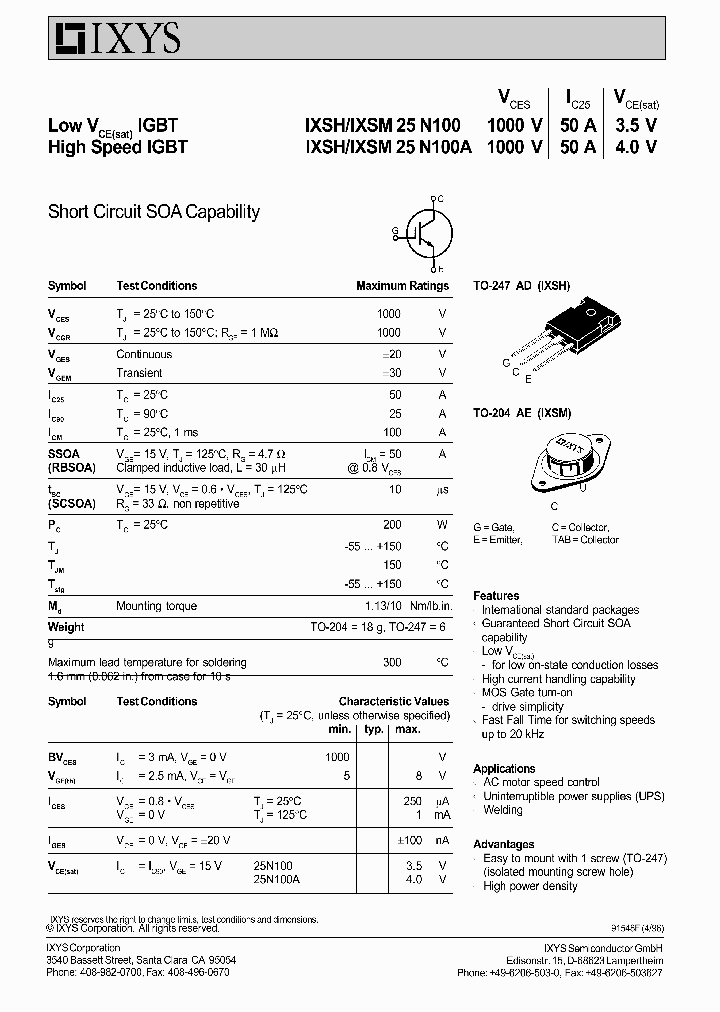 IXSM25N100_1027122.PDF Datasheet