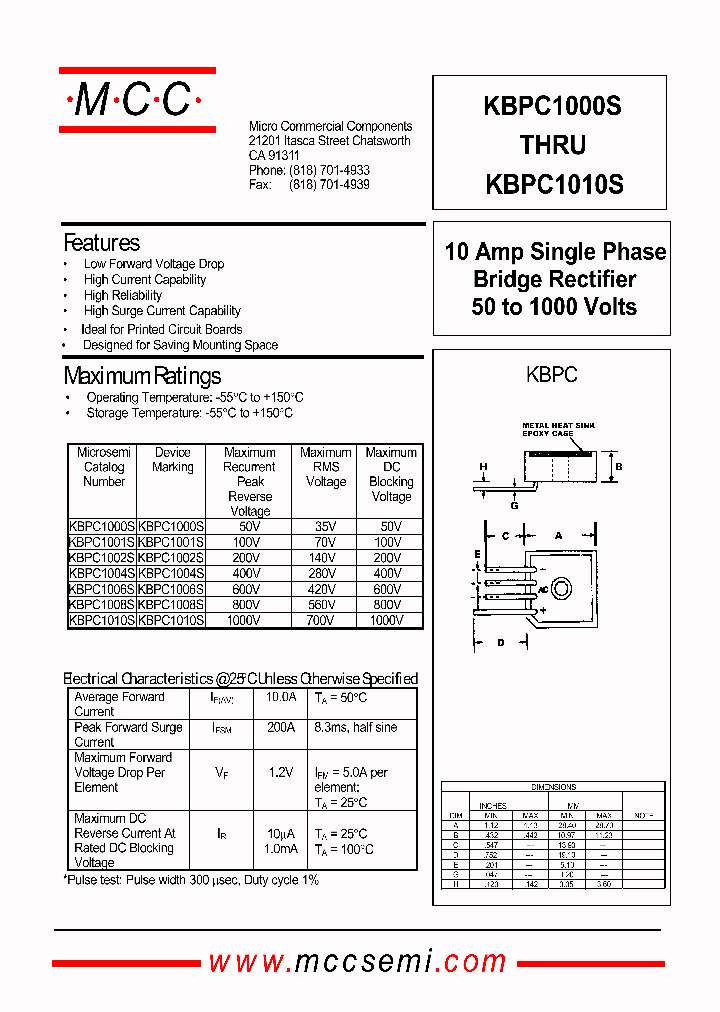 KBPC1010S_1259883.PDF Datasheet