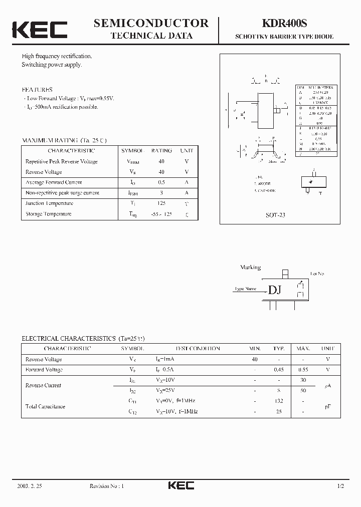 KDR400S_1260136.PDF Datasheet