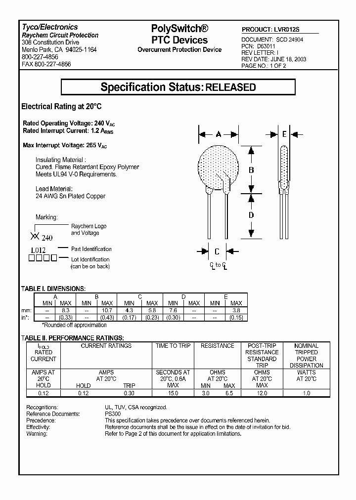 LVR012S_1175238.PDF Datasheet