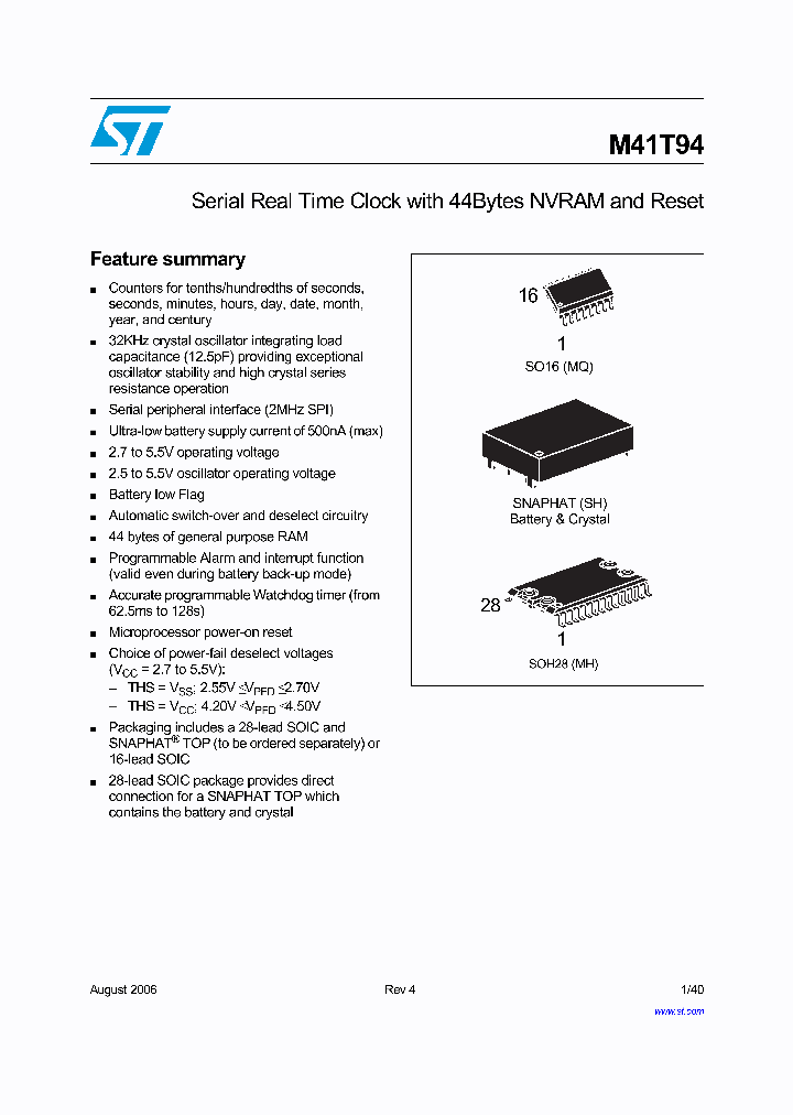 M41T9406_741783.PDF Datasheet