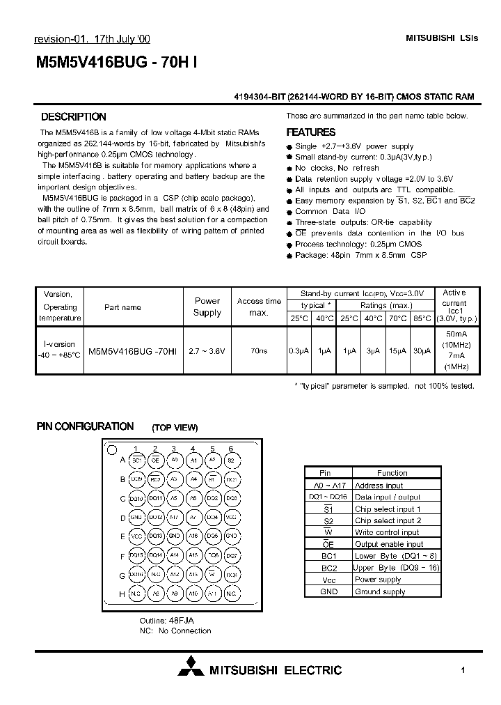 M5M5V416BUG-70HI_1270192.PDF Datasheet