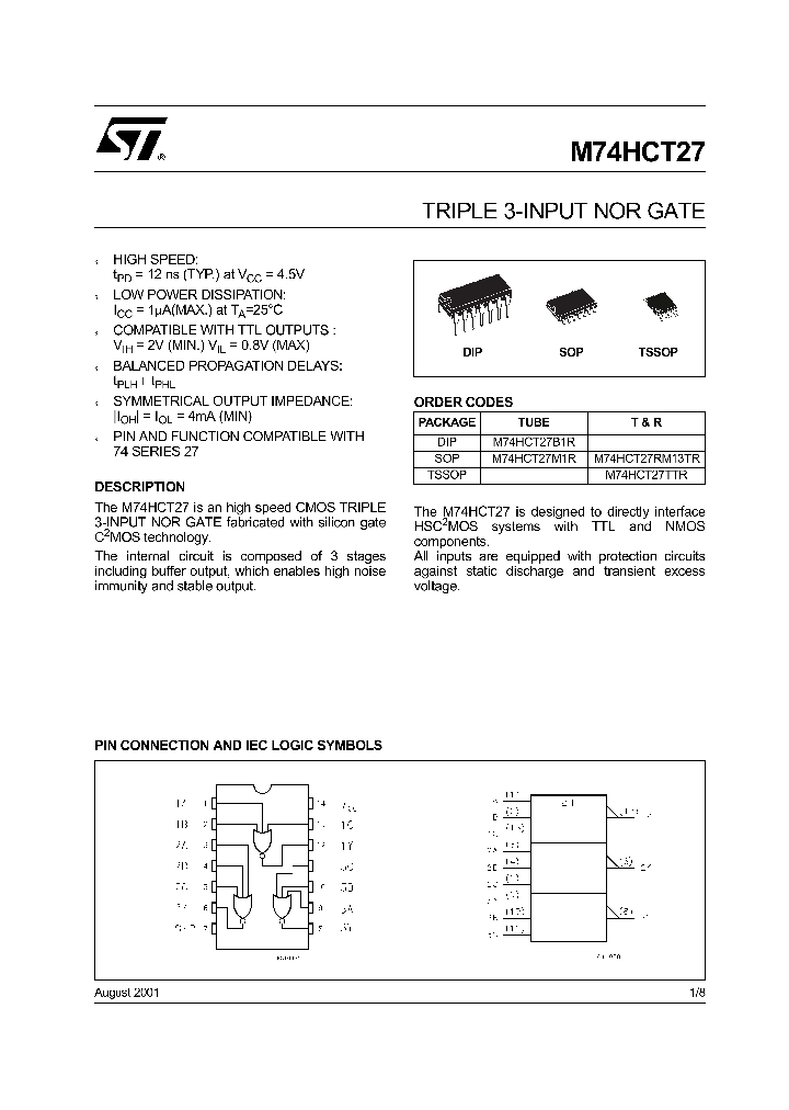 M74HCT27TTR_1270901.PDF Datasheet