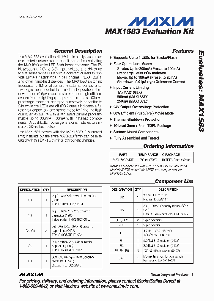 MAX1583EVKIT_1272442.PDF Datasheet
