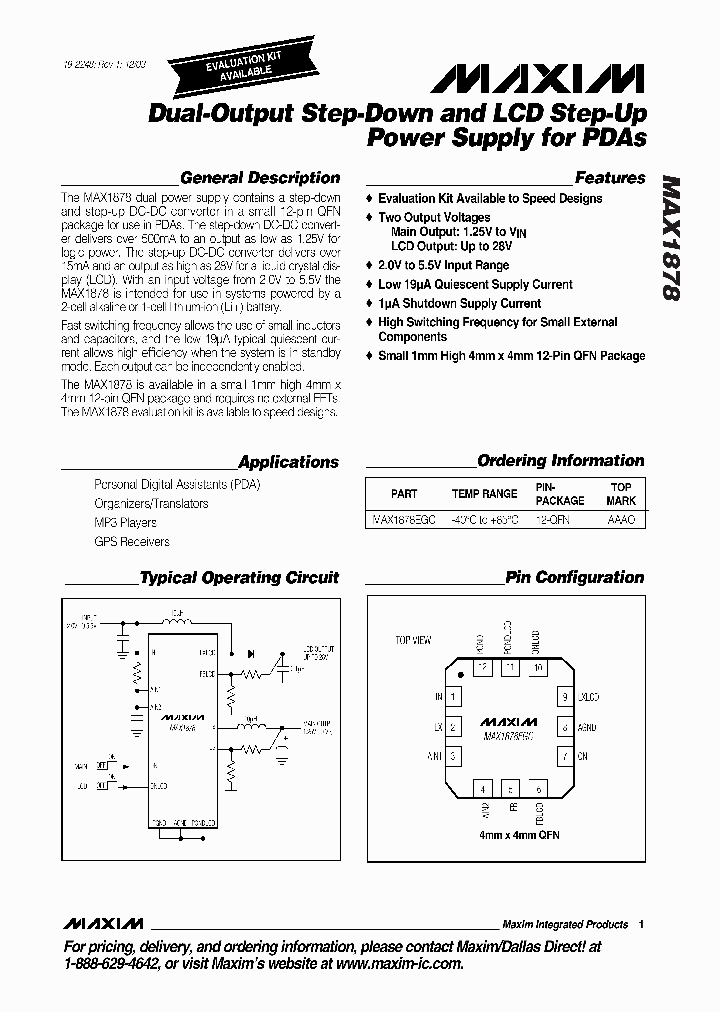 MAX1878EGC_621884.PDF Datasheet