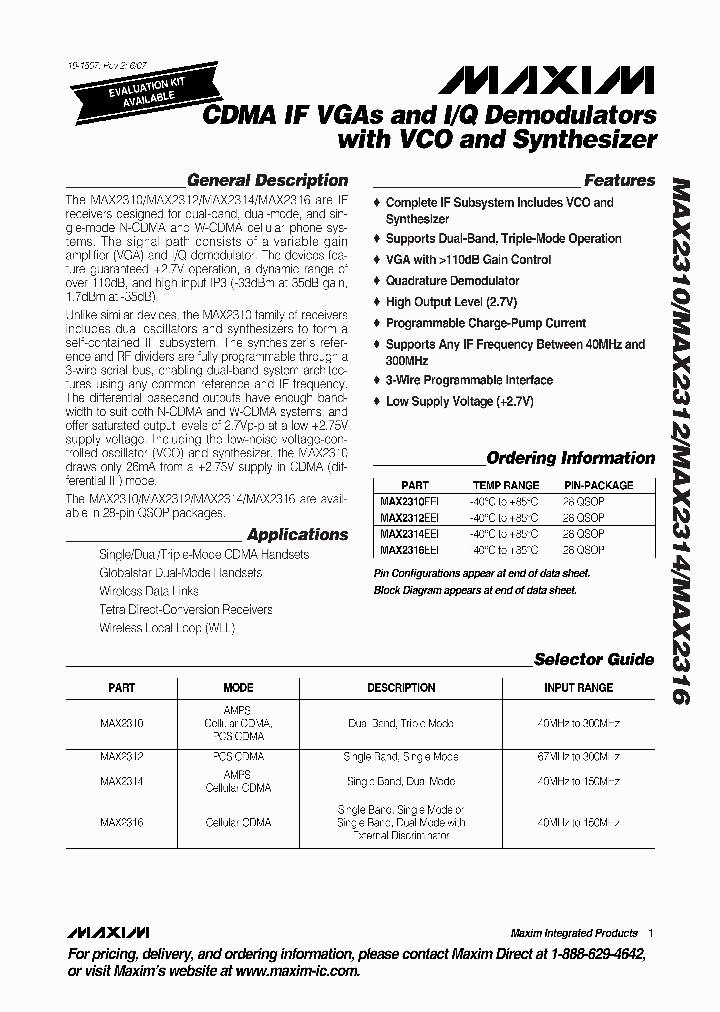 MAX2316EEI_1272778.PDF Datasheet