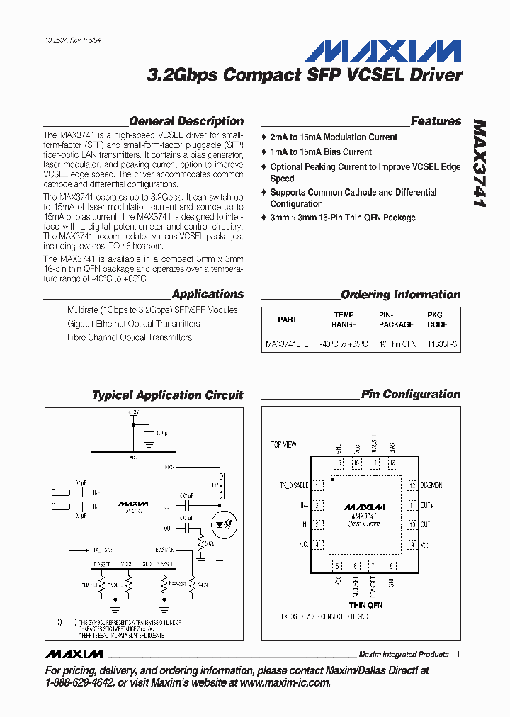 MAX3741ETE_863318.PDF Datasheet