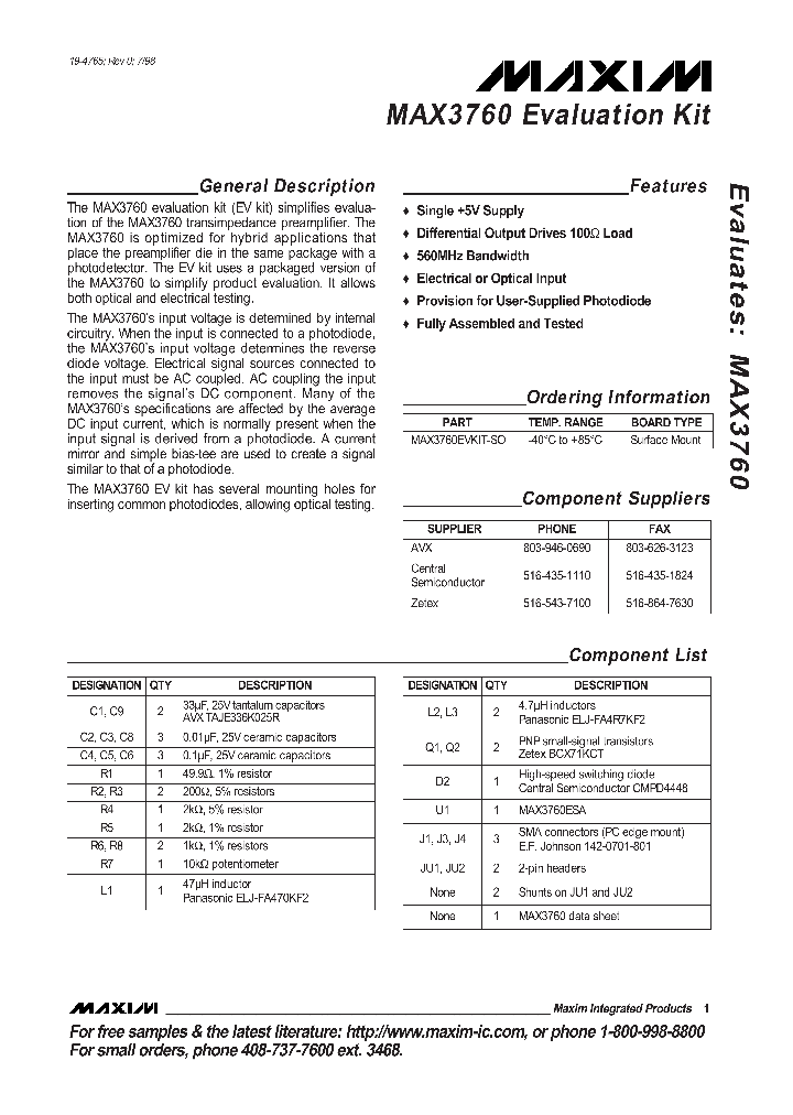 MAX3760EVKIT-SO_1273104.PDF Datasheet
