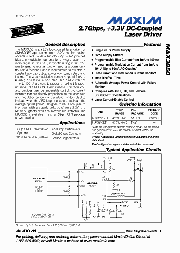 MAX3850EGJ_1273129.PDF Datasheet