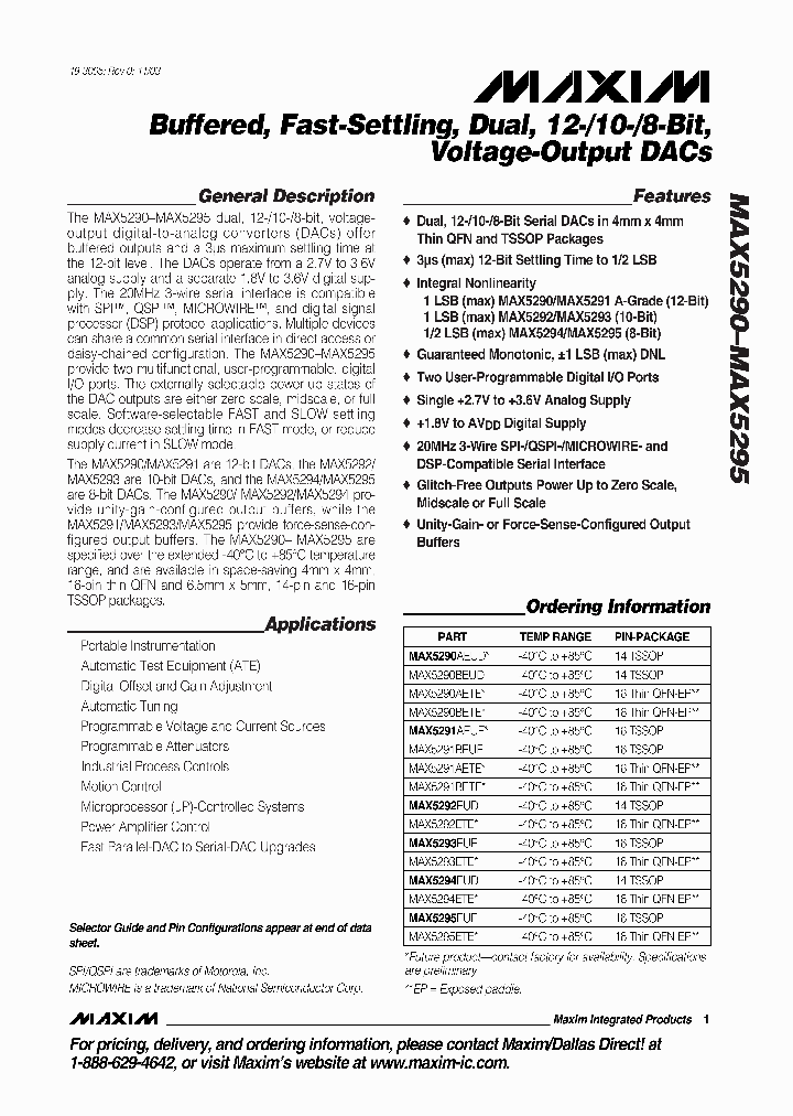 MAX5295EUE_1273558.PDF Datasheet
