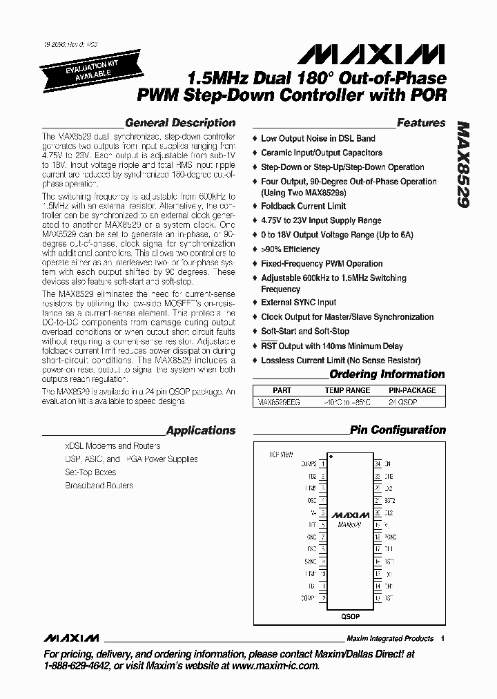 MAX8529EEG_1274060.PDF Datasheet