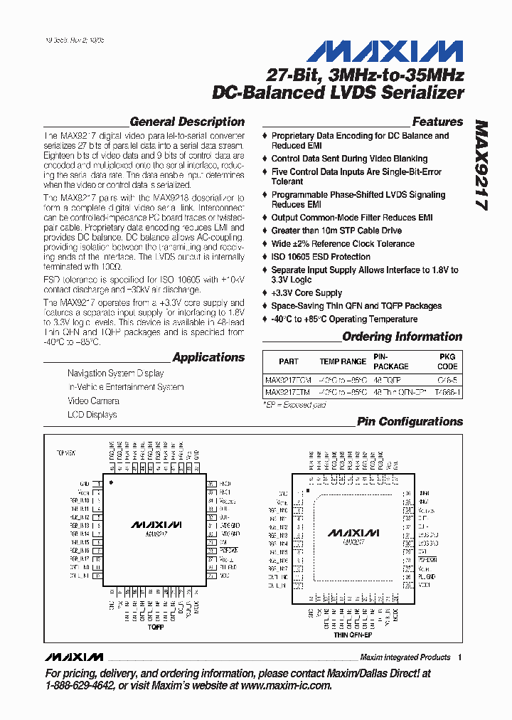 MAX9217ETM_1274234.PDF Datasheet