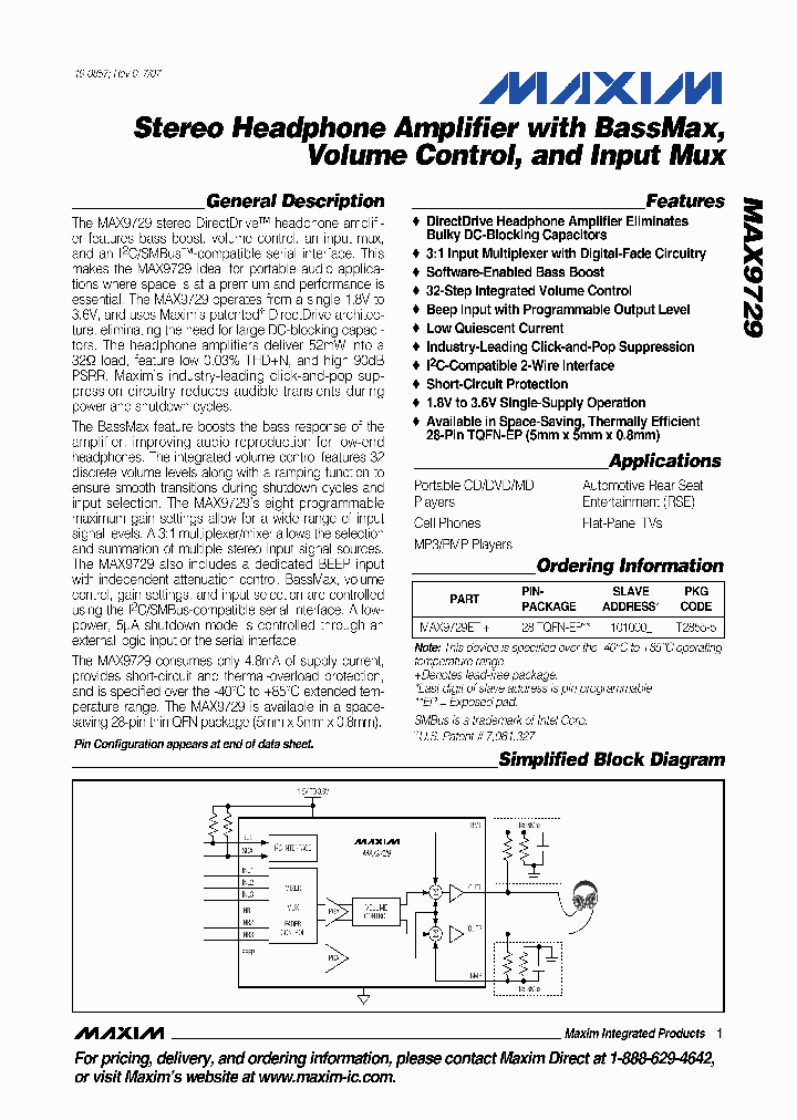 MAX9729ETI_1274310.PDF Datasheet