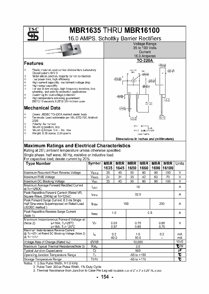 MBR1645_1053452.PDF Datasheet