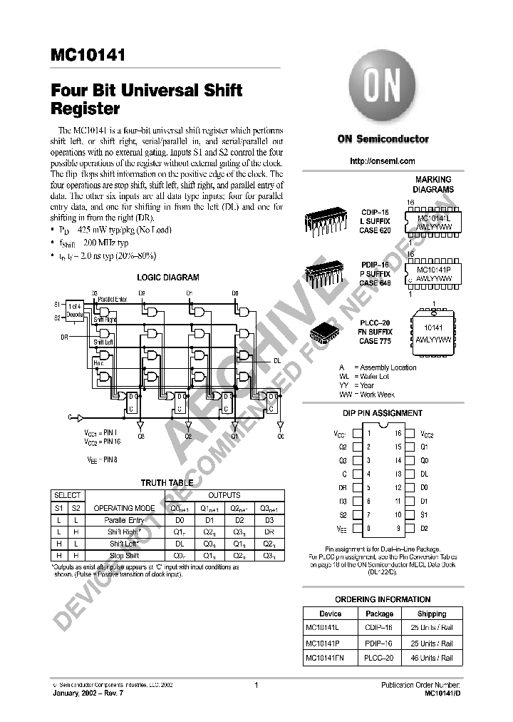 MC10141L_618338.PDF Datasheet