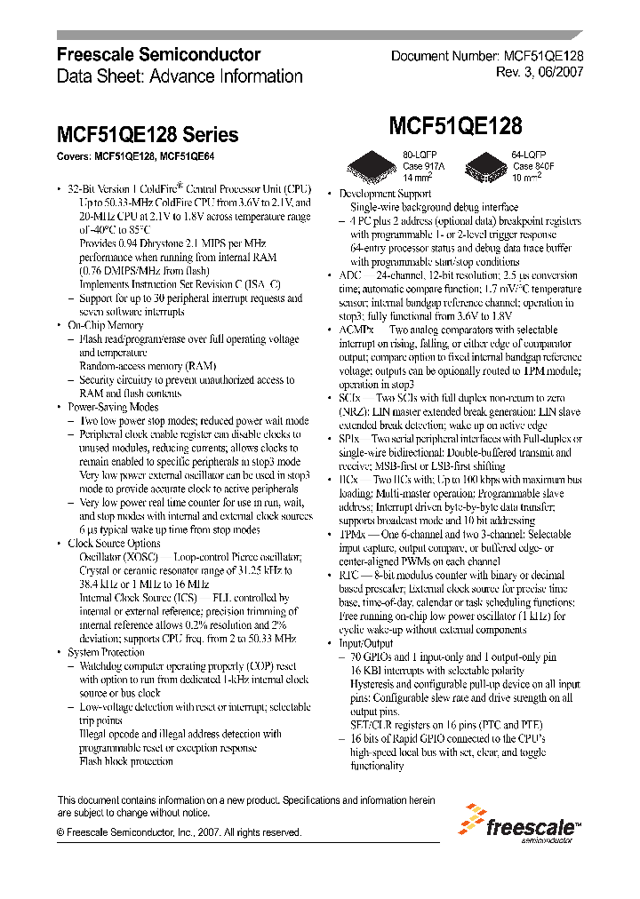 MCF51QE64CLH_1277659.PDF Datasheet