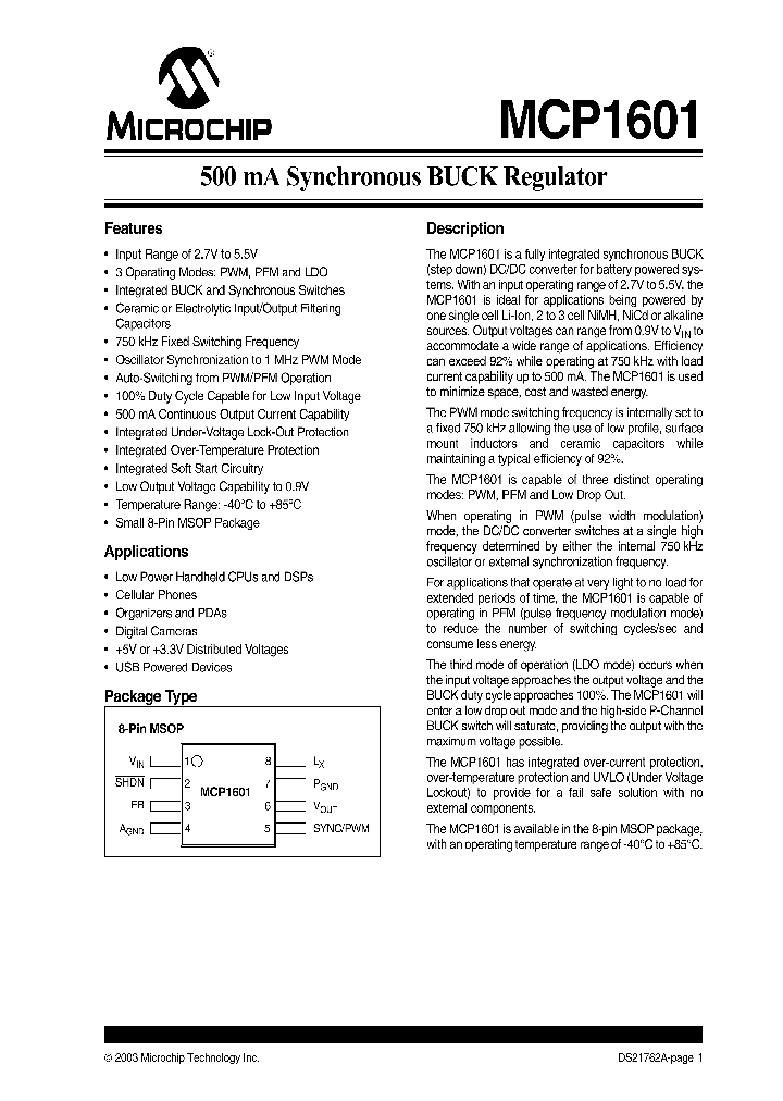 MCP1601_1159908.PDF Datasheet