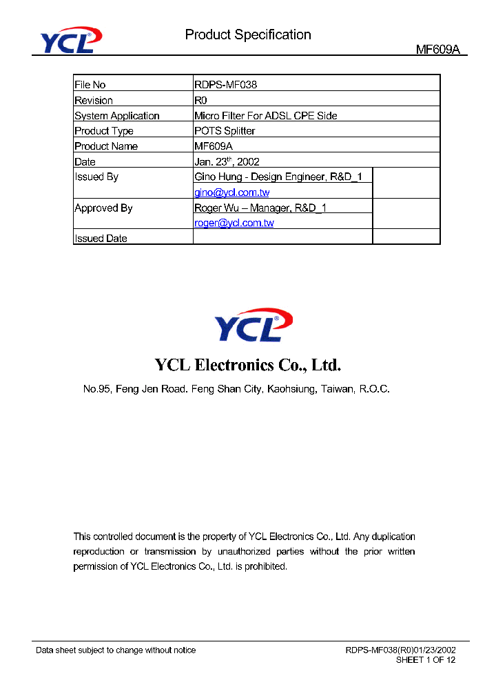 MF609A_1278478.PDF Datasheet