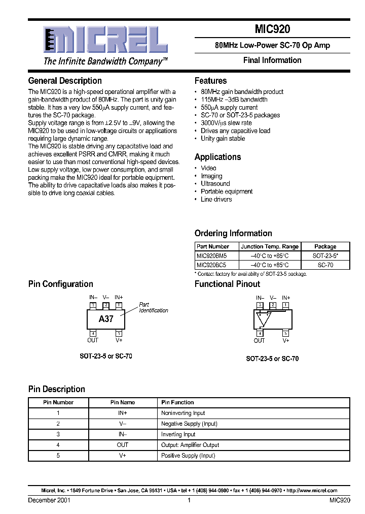MIC920BC5_1062874.PDF Datasheet