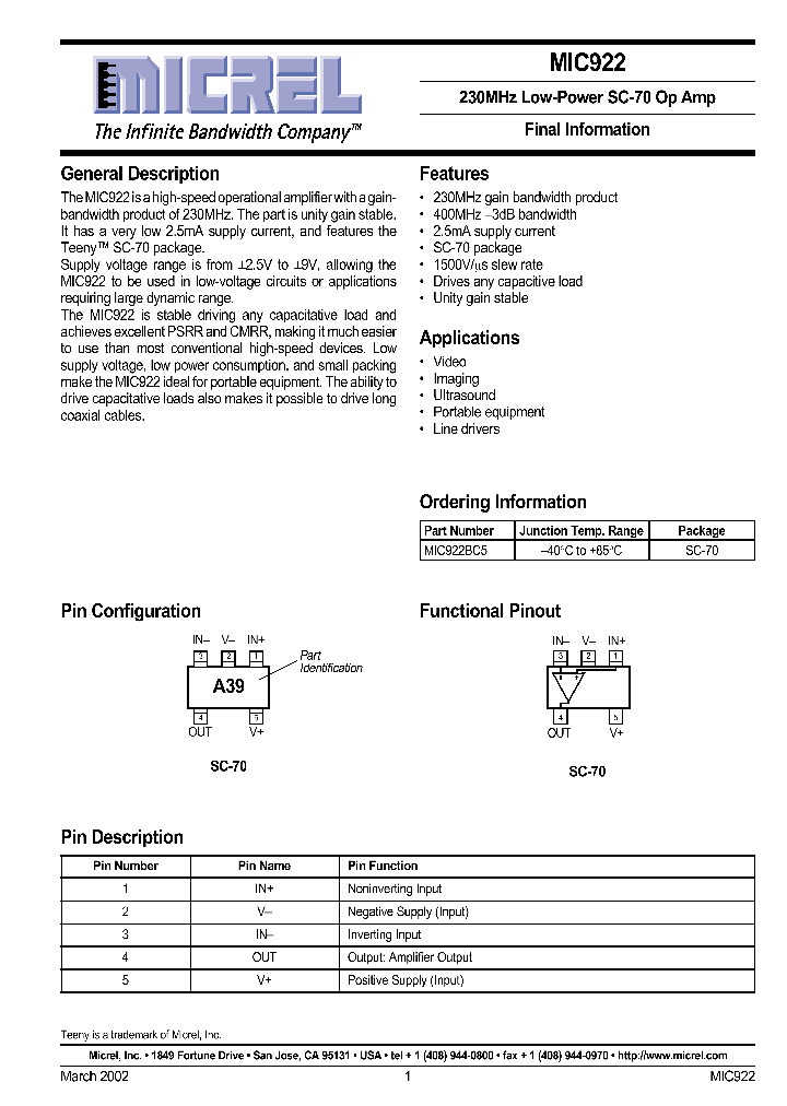MIC922BC5_1062966.PDF Datasheet