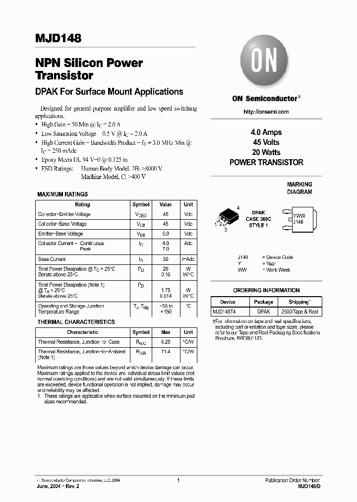 MJD148T4_1279862.PDF Datasheet