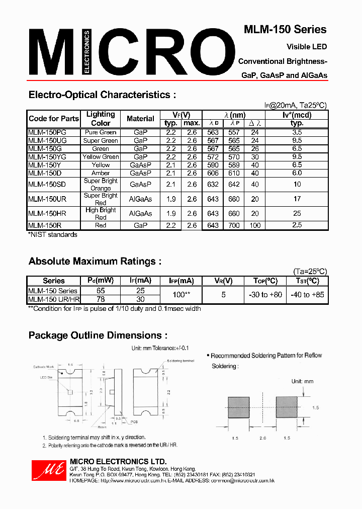 MLM-150YG_1280592.PDF Datasheet