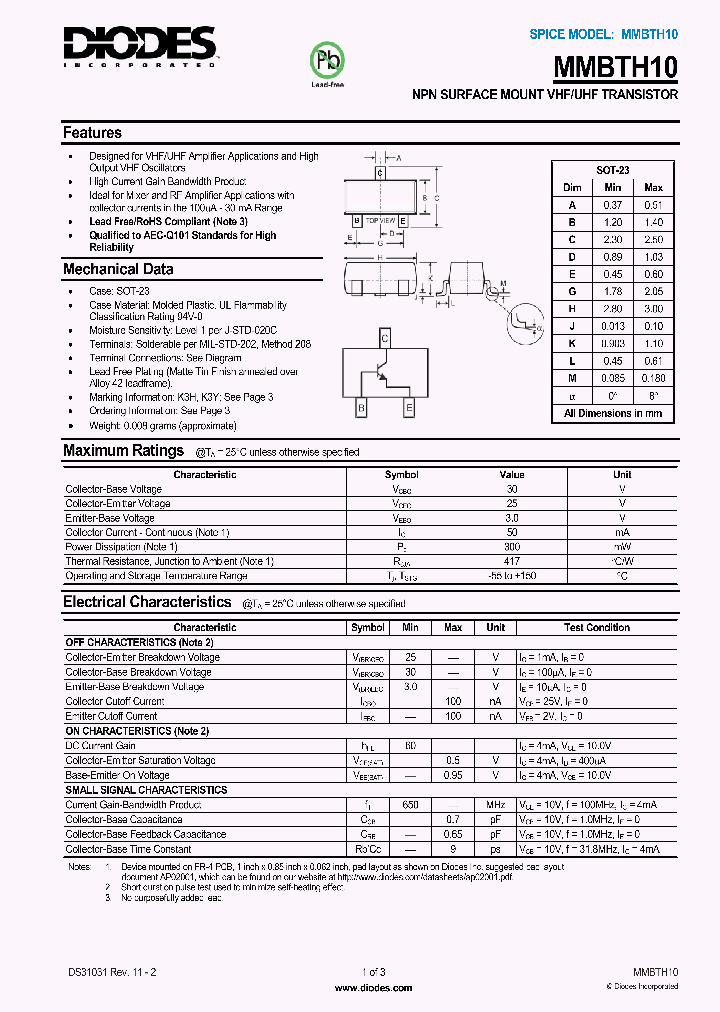 MMBTH101_1281485.PDF Datasheet