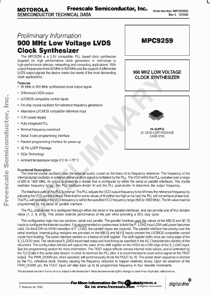 MPC9259FA_1282598.PDF Datasheet