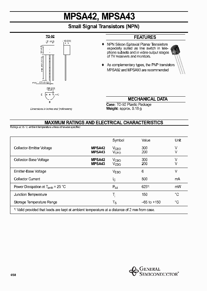 MPSA42_1059641.PDF Datasheet