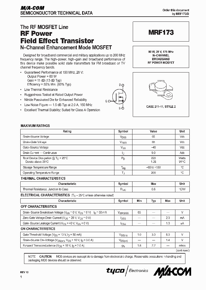 MRF173_1283468.PDF Datasheet