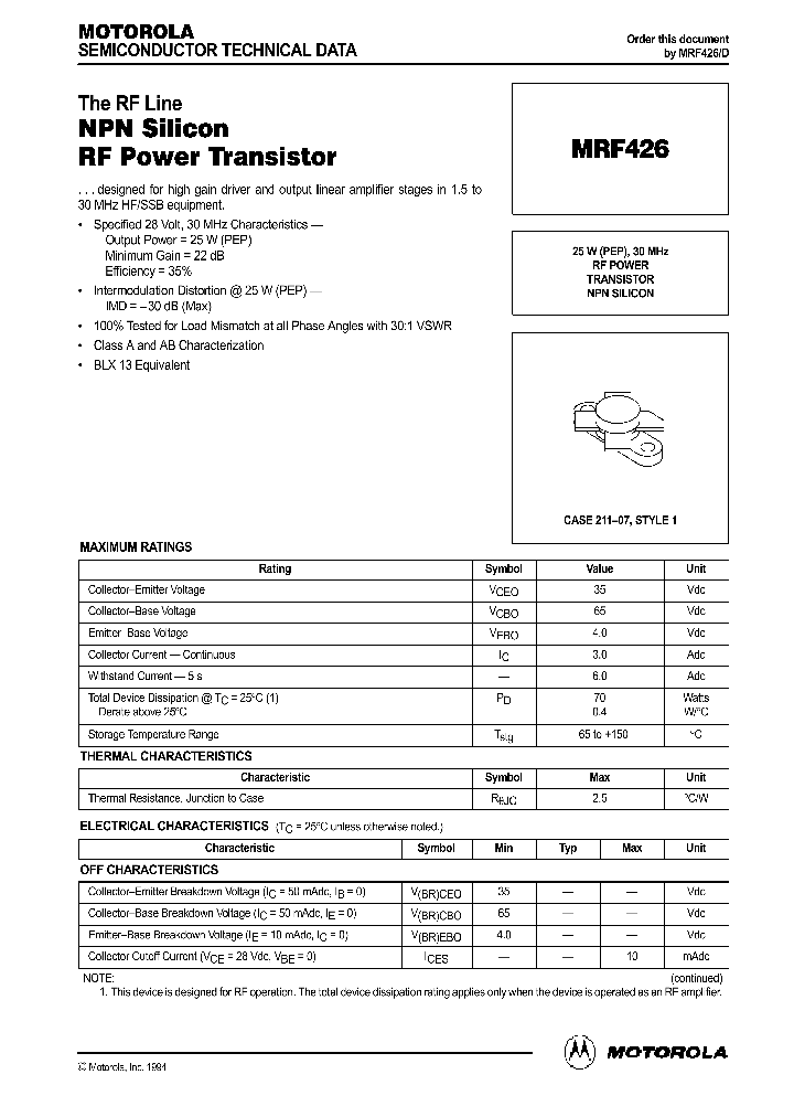 MRF426_1067073.PDF Datasheet
