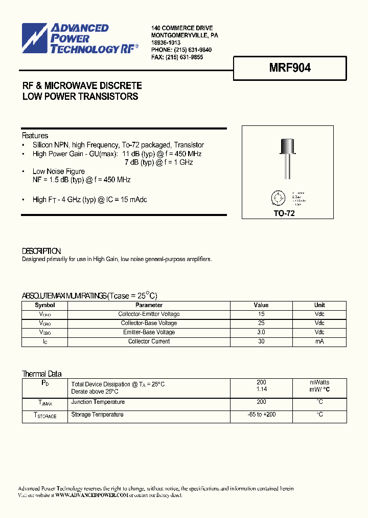MRF904_1283678.PDF Datasheet