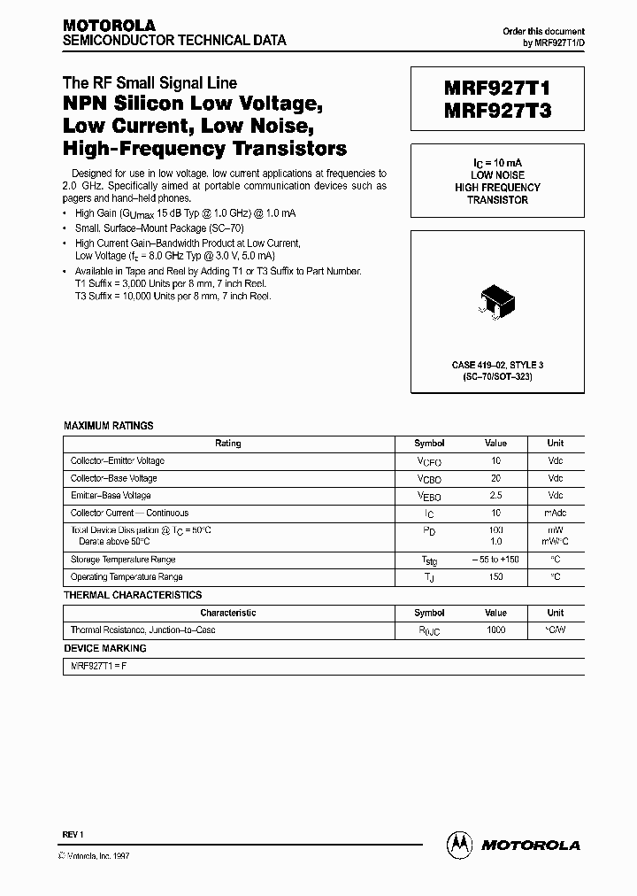 MRF927T3_1283693.PDF Datasheet