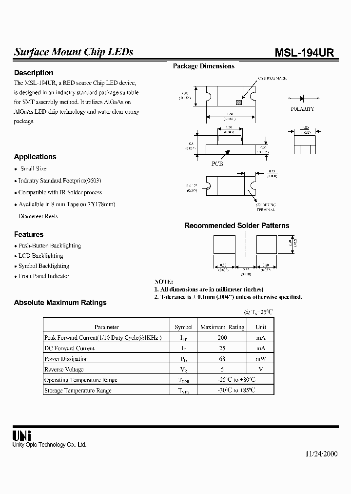MSL-194UR_1284490.PDF Datasheet