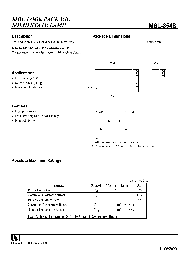 MSL-854B_1284508.PDF Datasheet