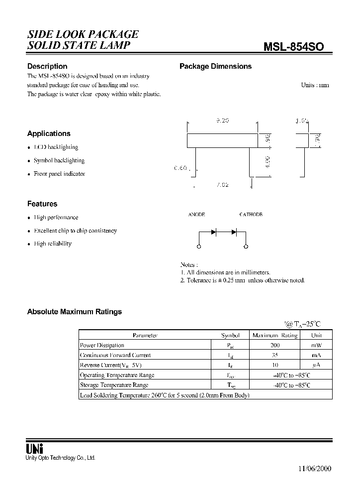 MSL-854SO_1284513.PDF Datasheet