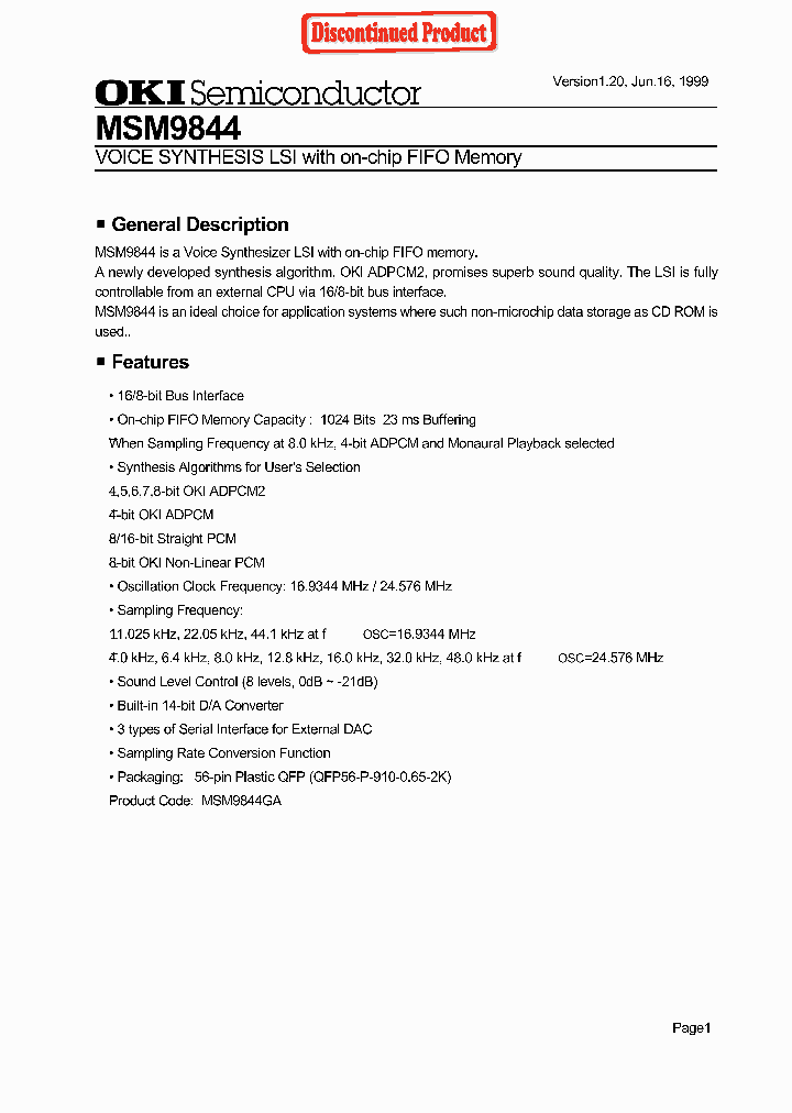 MSM9844GA_1284830.PDF Datasheet